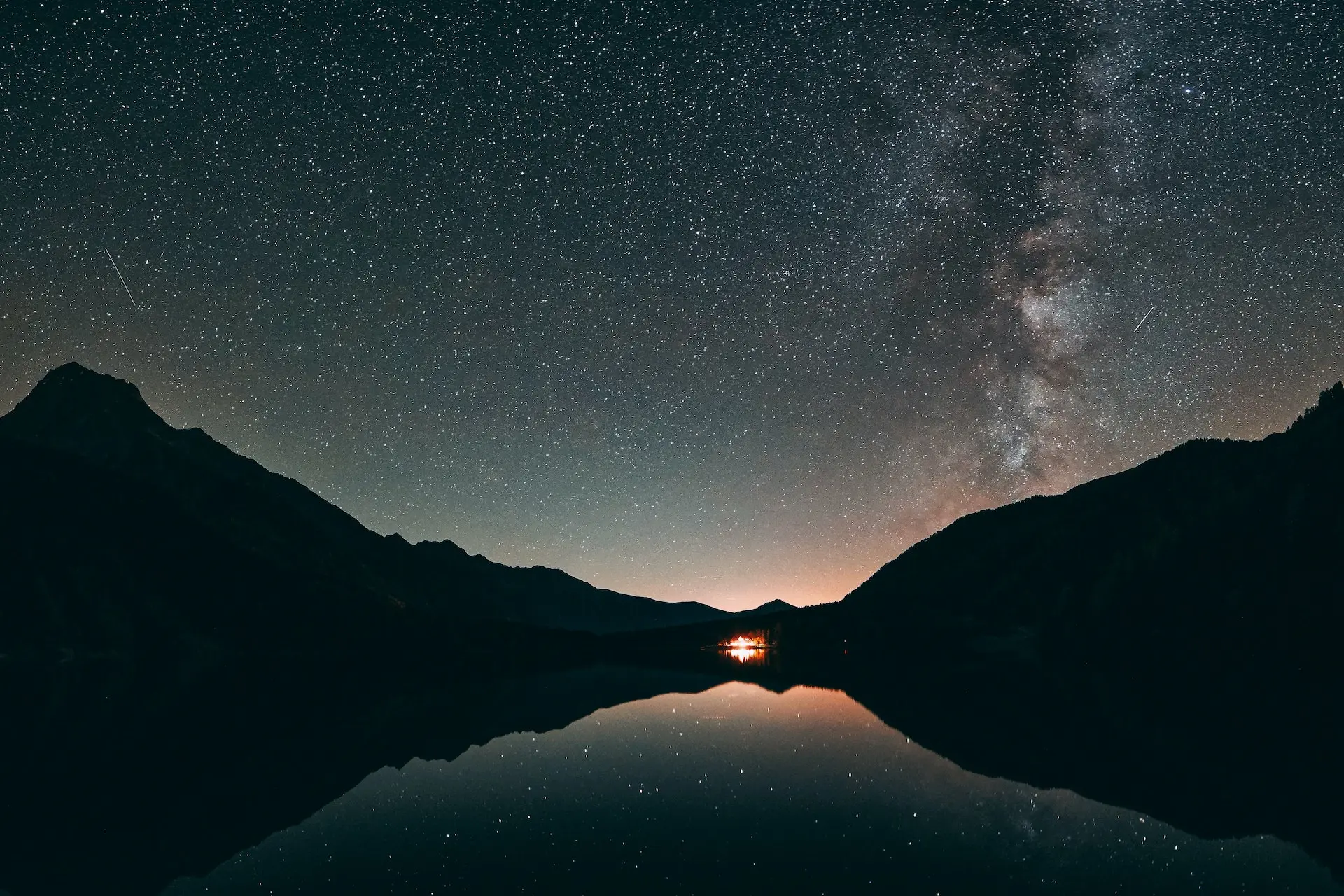 Twilight Night Sky by Lake