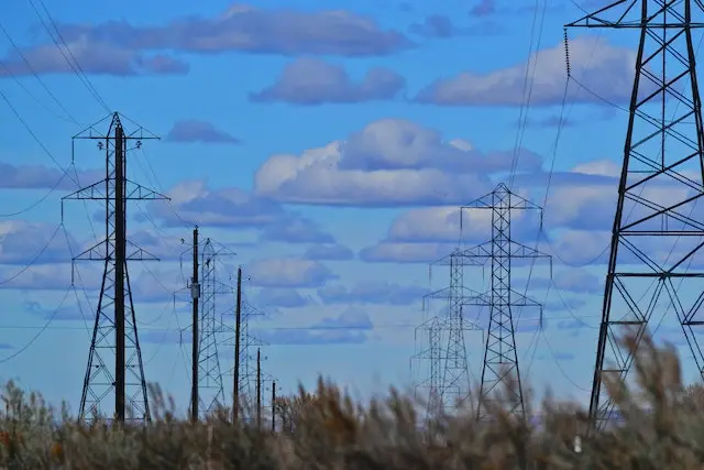 power lines against blue sky